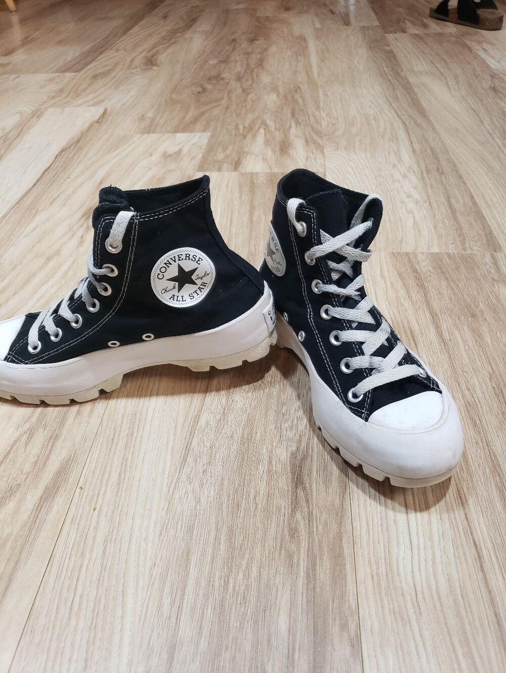 Converse Chuck Taylor Allstar Lugged High Top Platform Sneakers In Black/white 7